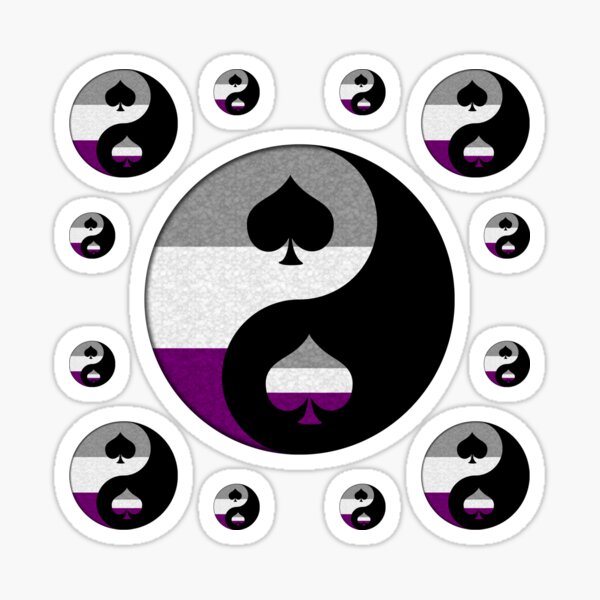 Asexual Pride Yin and Yang Symbol in Pride Flag Colors Sticker