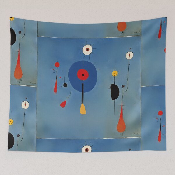 Item preview, Joan Miro Inspired Blue Abstract Droplets designed and sold by bettypure.