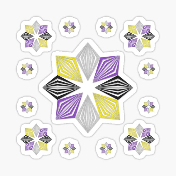 Non-Binary Pride Flag Colored Geometric Starburst Sticker
