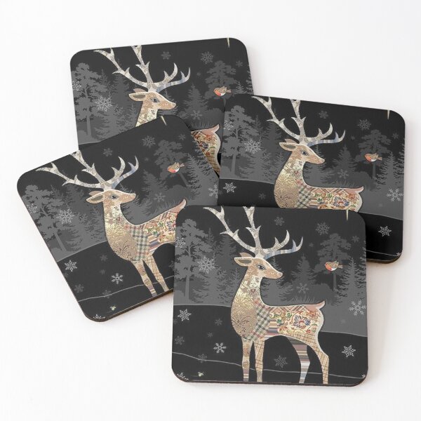 Item preview, reindeer with a gray themed Christmas batik pattern designed and sold by CulinaryCenter.