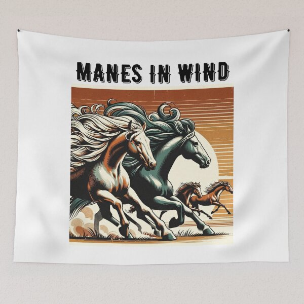 Item preview, Manes in Wind - Retro Horse Illustration designed and sold by HoatzonClothing.