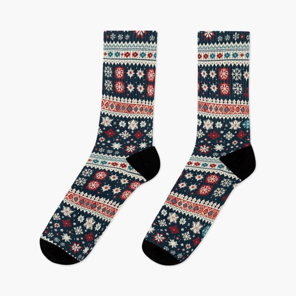 Item preview, Ugly Sweater Knit Pattern Red Cream Snowflakes designed and sold by ArtMeetsPizza.