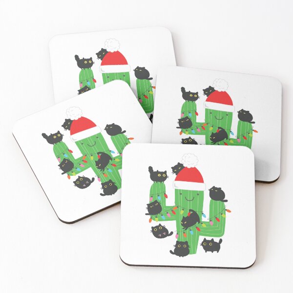 Item preview, Black Cats Attack Christmas Cactus designed and sold by chillaxcats.