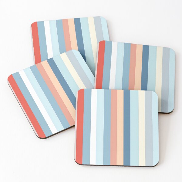 Item preview, Serenity Stripes - Understated Elegance in Coral and Sky Blue designed and sold by FernsbyDesign.