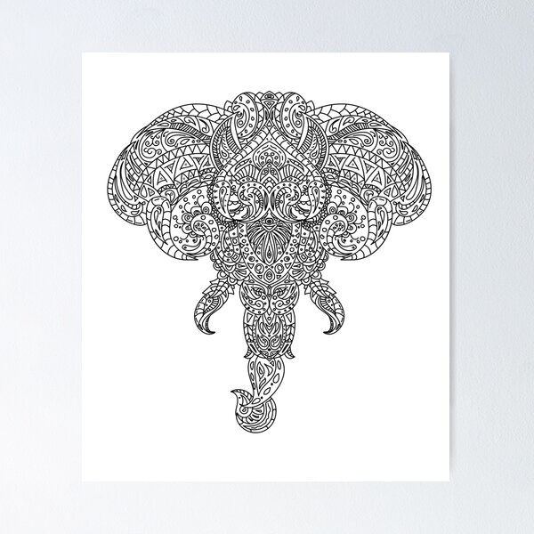 Elephant head ornamented as ethnic style tattoo Vector Image