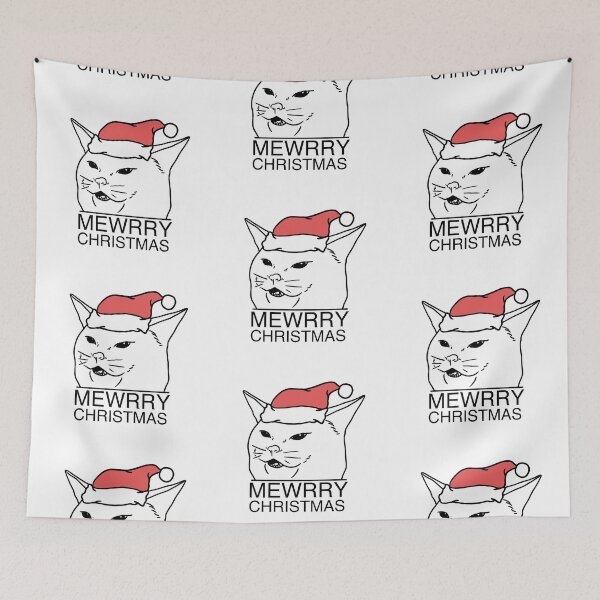Item preview, merry christmas cat meme quotes designed and sold by cosmoshroom.