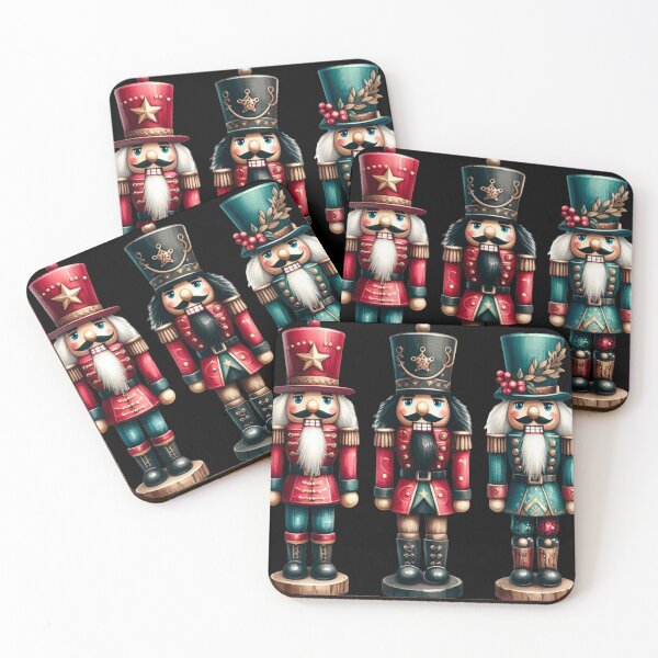 Item preview, Festive Group of Nutcrackers - Christmas Art - Black Background  designed and sold by Star-Fragment.