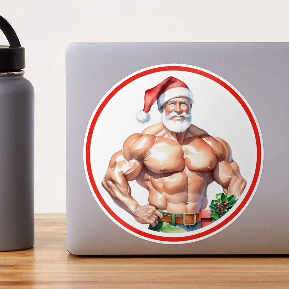 Bodybuilder Santa Claus with Christmas Gifts - Fun Chocolate Covered Oreo