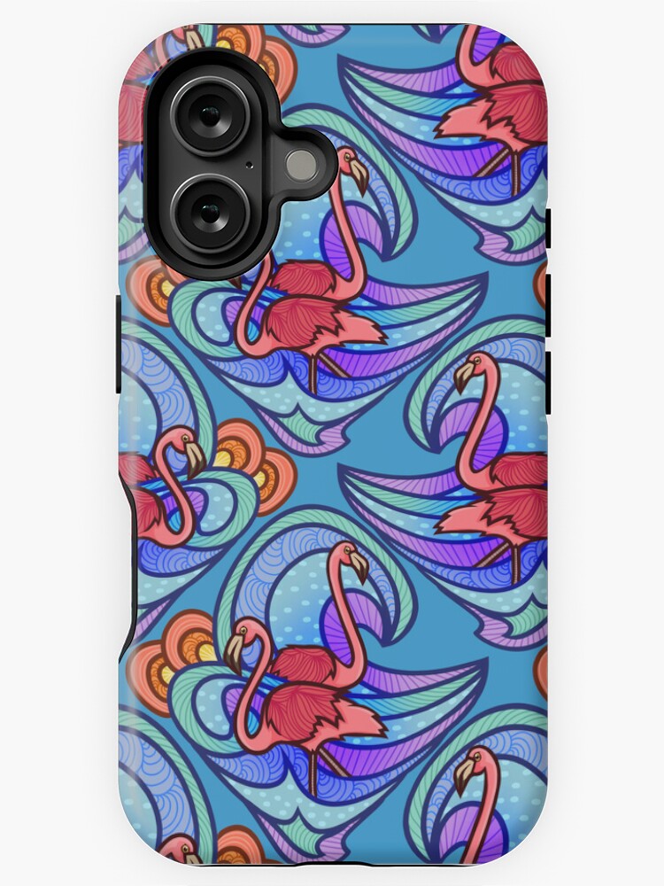 Thumbnail 1 of 4, iPhone Case, Festive Flamingos designed and sold by smoothfoxill.