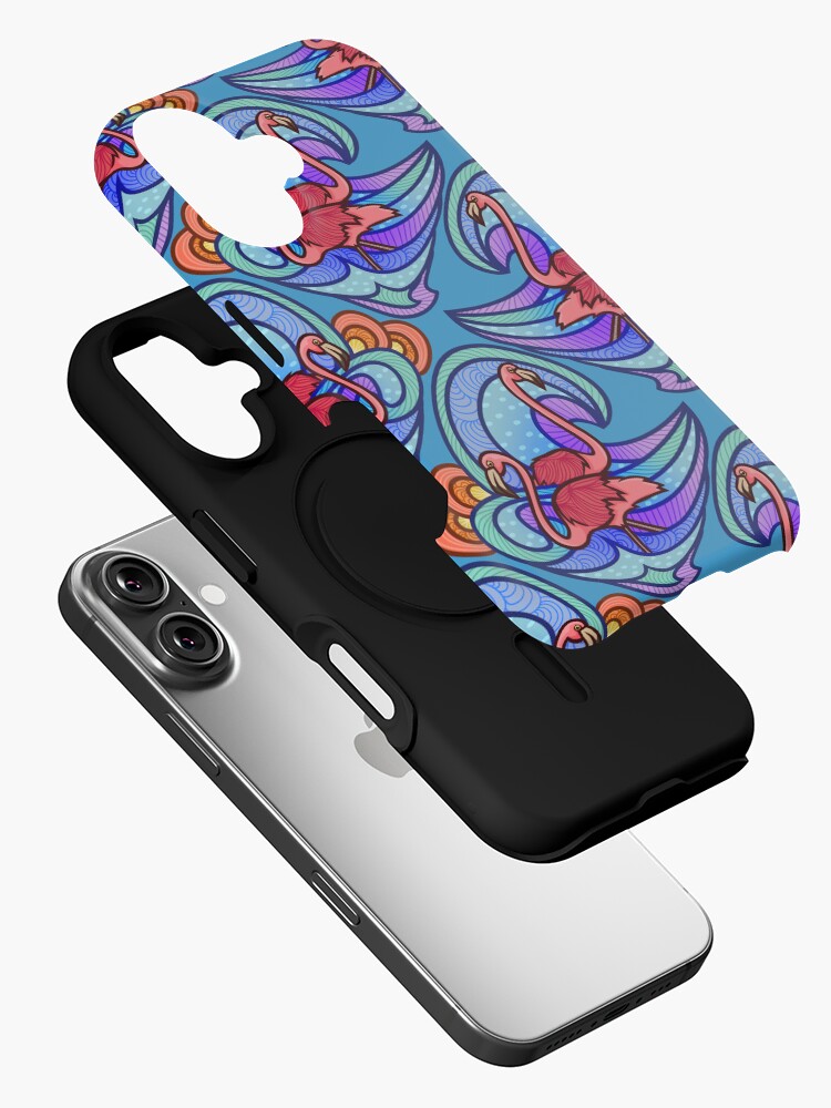 Thumbnail 2 of 4, iPhone Case, Festive Flamingos designed and sold by smoothfoxill.