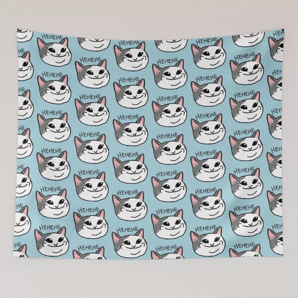 Item preview, Cute funny cat meme hehehe (blue) designed and sold by LifeWithMeme.