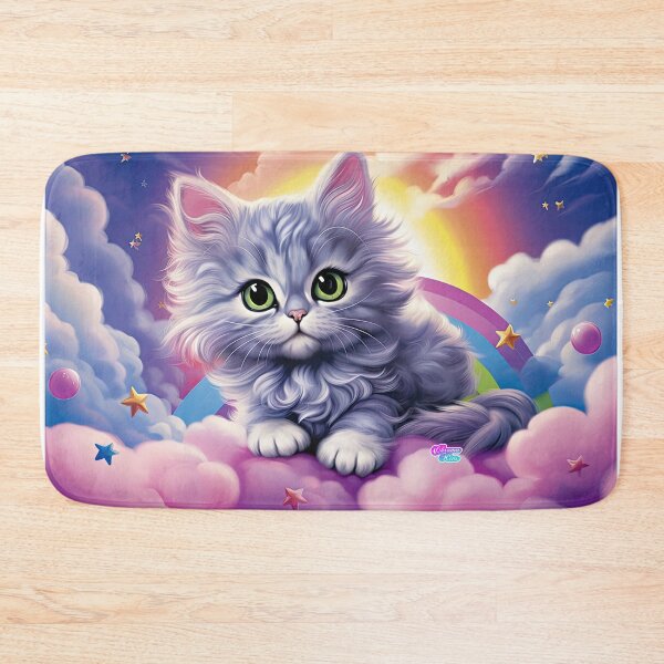 Item preview, Whimsical Y2K Rainbow Gray Longhair Kitten Merchandise - Purr-fectly Magical Vibes! designed and sold by ChromaKins.