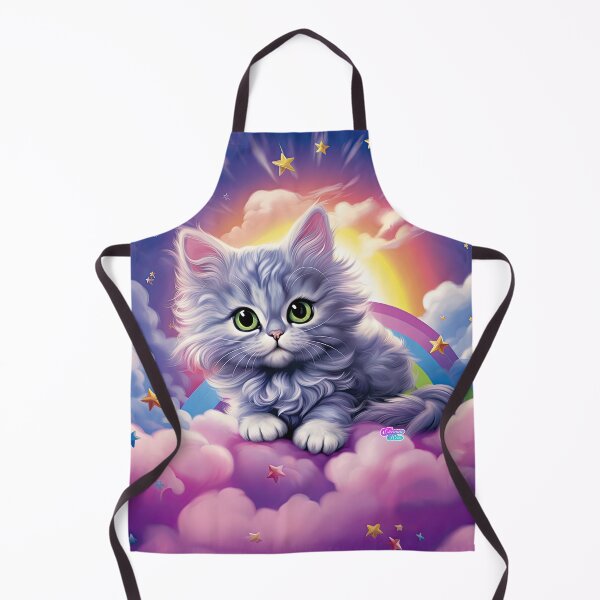 Item preview, Whimsical Y2K Rainbow Gray Longhair Kitten Merchandise - Purr-fectly Magical Vibes! designed and sold by ChromaKins.