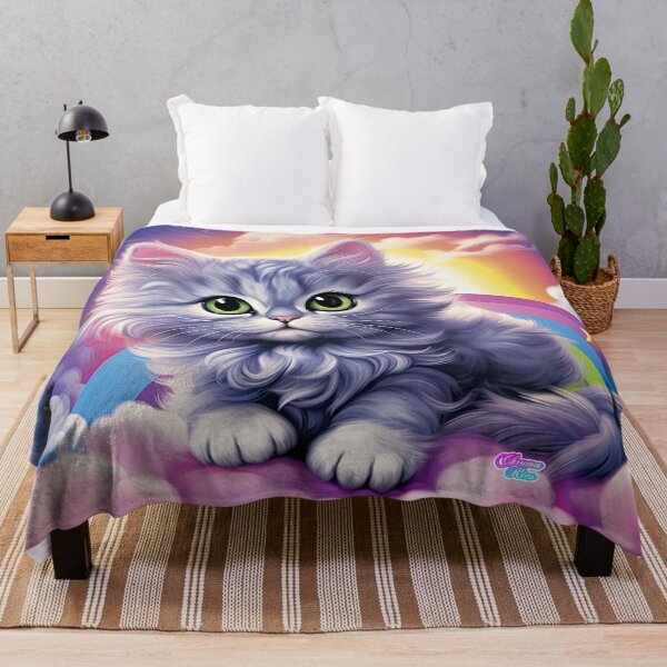 Item preview, Whimsical Y2K Rainbow Gray Longhair Kitten Merchandise - Purr-fectly Magical Vibes! designed and sold by ChromaKins.