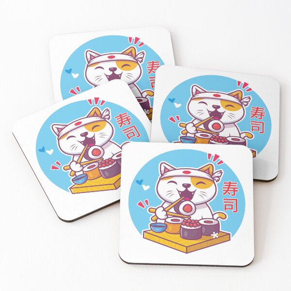 Item preview, Cute kawaii Cat Eating Sushi designed and sold by BigKids-Art.