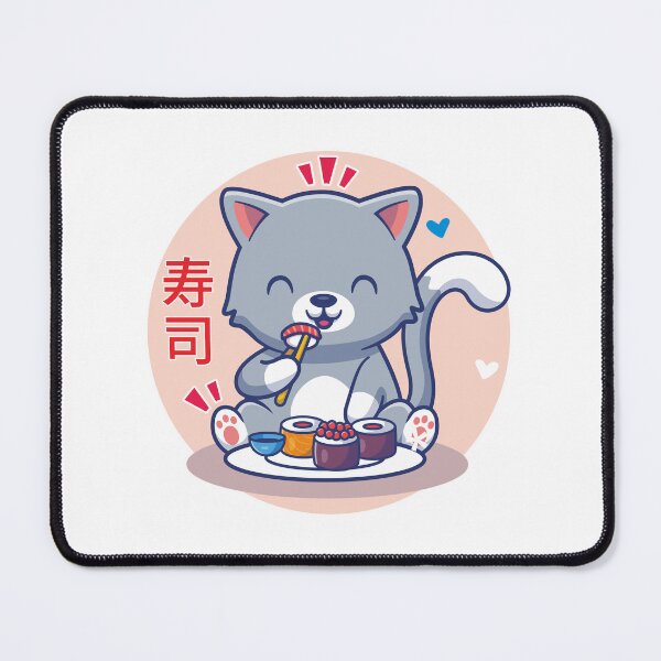 Item preview, Cute Kawaii Cat Eating Sushi on Pink designed and sold by BigKids-Art.