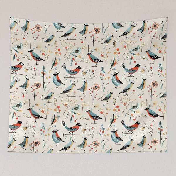 Item preview, Birds On Branches Botanical Pattern designed and sold by Driftwood Spirits.