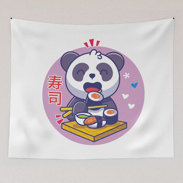 Item preview, Cute Kawaii Panda eating sushi designed and sold by BigKids-Art.