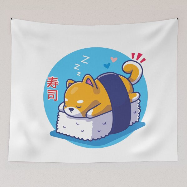 Item preview, Cute kawaii Shiba Inu Dog sleeping on Sushi  designed and sold by BigKids-Art.