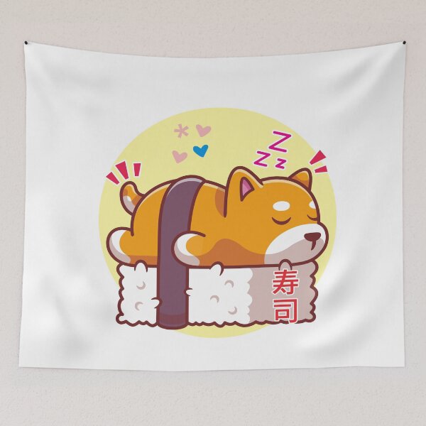 Item preview, Cute kawaii Shiba Inu Dog sleeping on Sushi  designed and sold by BigKids-Art.