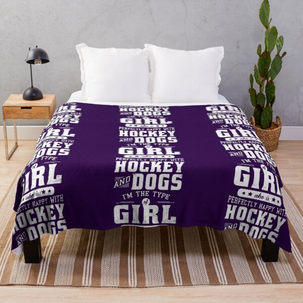 Item preview, I am the type of girl who is perfectly happy with hockey and Dogs designed and sold by smallcatvn.