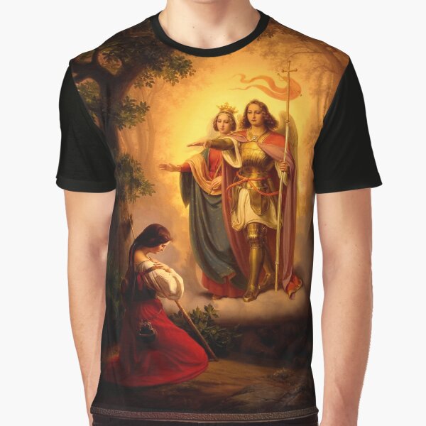 Appearance of Sts Catherine and Michael to Joan of Arc by Hermann Stilke Classical Art Xzendor7 Old Masters Reproductions Graphic T-Shirt