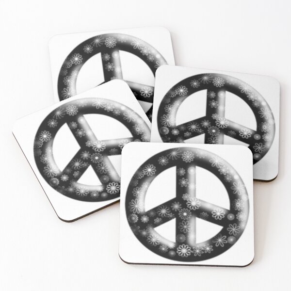 Item preview, 3D Black Peace Sign with Flowers designed and sold by Mothrrr.
