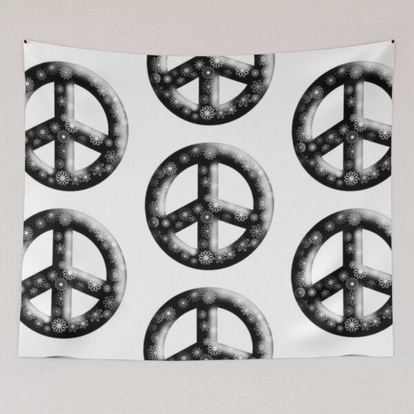 Item preview, 3D Black Peace Sign with Flowers designed and sold by Mothrrr.