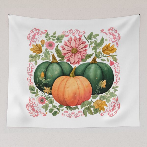 Item preview, Autumn's Embrace: Pumpkin and Florals Illustration designed and sold by 21 Dragonflies.