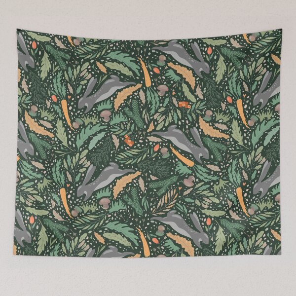 Item preview, Seamless pattern with wild plants, jumping hare designed and sold by Nattalu.