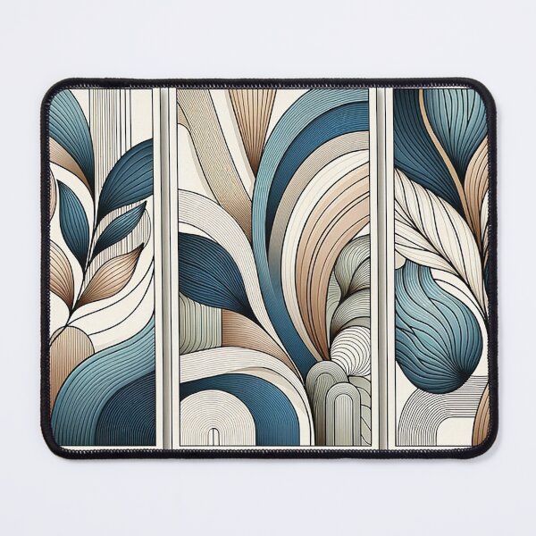 Item preview, Abstract Botanical Triptych - Contemporary Blue & Beige Curves Wall Art - Elegant Decor Collection designed and sold by MellowLazy.