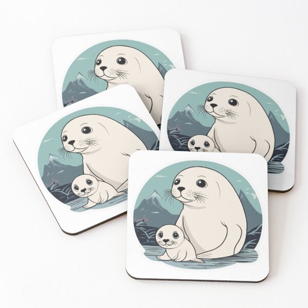 Item preview, "Graceful Seal Mother and Baby: A Heartwarming Oceanic Embrace" designed and sold by SSulatul101.