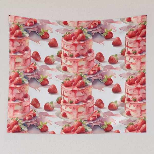 Item preview, Strawberry cake on table, seamless pattern designed and sold by Jayjaynaenae.