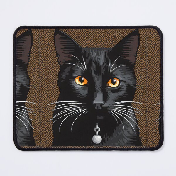 Item preview, aesthetic Cute Black Cat portrait pixel art designed and sold by Catophile.