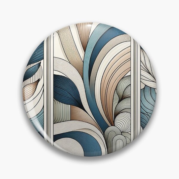 Item preview, Abstract Botanical Triptych - Contemporary Blue & Beige Curves Wall Art - Elegant Decor Collection designed and sold by MellowLazy.