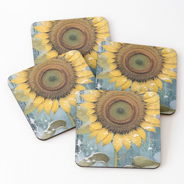 Item preview, snowy sunflower gelli print art designed and sold by Pride-Casuals.