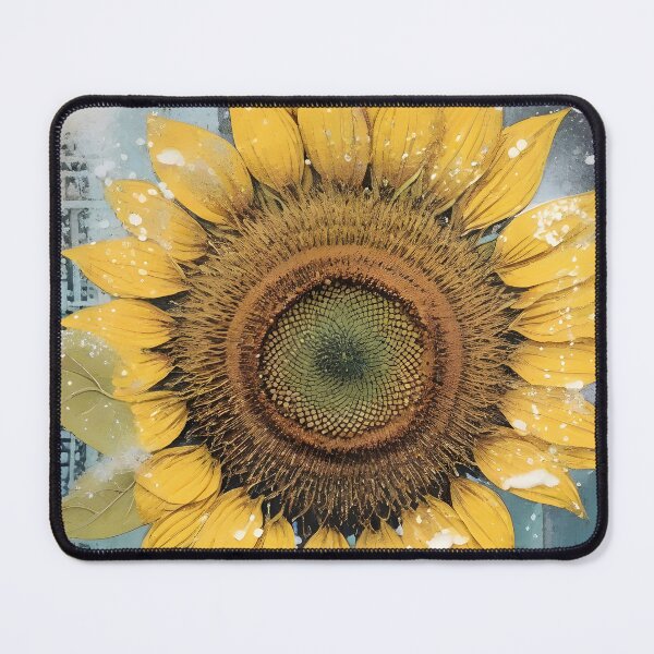 Item preview, snowy sunflower gelli print art designed and sold by Pride-Casuals.