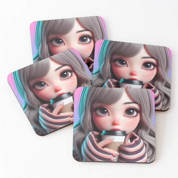 Item preview, Cute Big-Eyed Girl Doll 2 Coffee Sweater designed and sold by AIExpressive.