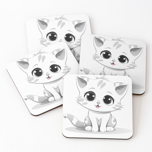Item preview, Cute white drawing cat  designed and sold by PetPalsEmporium.