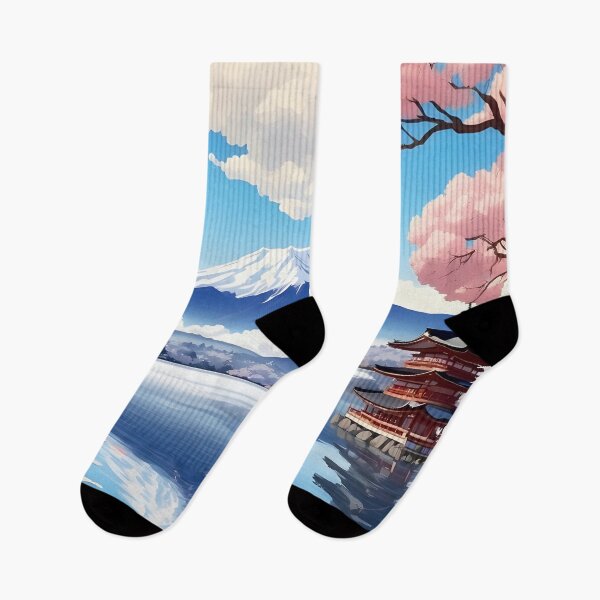 Item preview, Fuji mountain from Kawaguchiko lake and sun sky, art print. designed and sold by Jayjaynaenae.