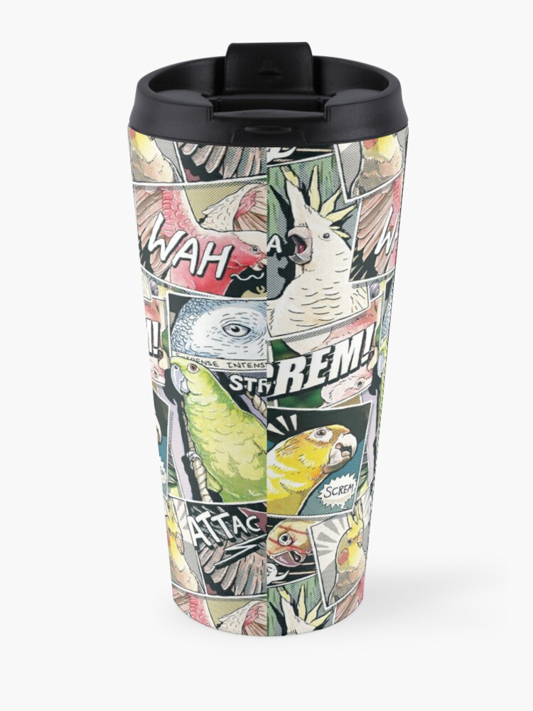 Alternate view of Parrots Comic Style Travel Coffee Mug