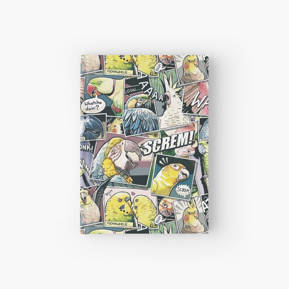 Parrots Comic Style Hardcover Journal