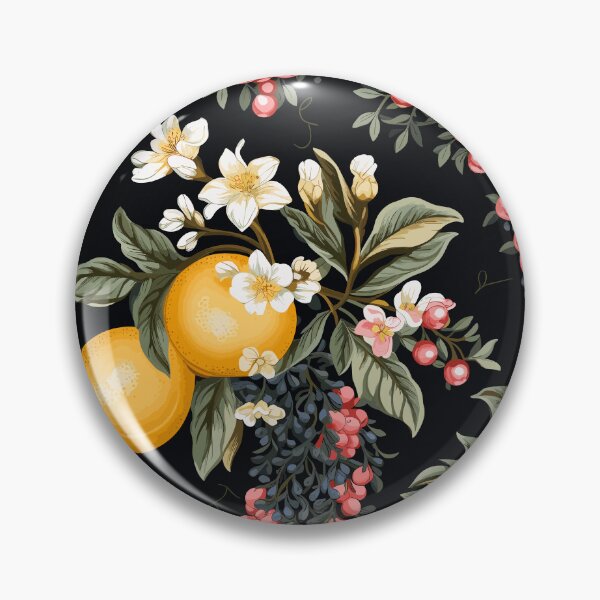 Item preview, floral pattern of oranges with berries and flowers designed and sold by Astralshop247.