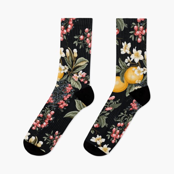 Item preview, floral pattern of oranges with berries and flowers designed and sold by Astralshop247.