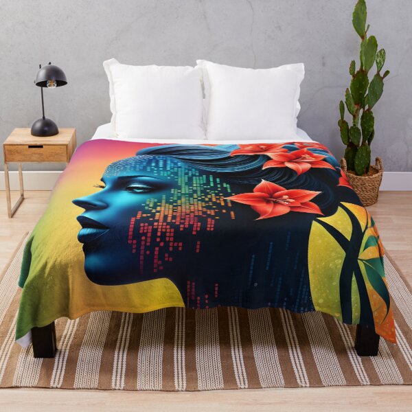 Item preview, Surrealism-Style Picture of a Woman and Amaryllis Flowers designed and sold by Petalandfur.
