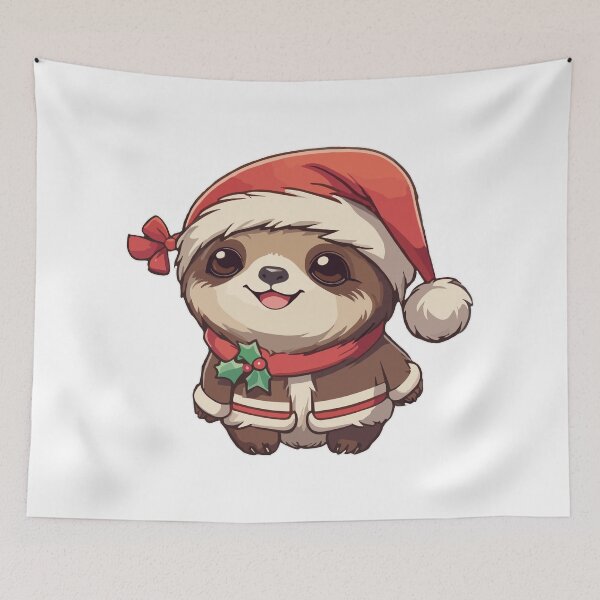 Item preview, Sloth Christmas Mistletoe Santa Hat designed and sold by zamperoni.
