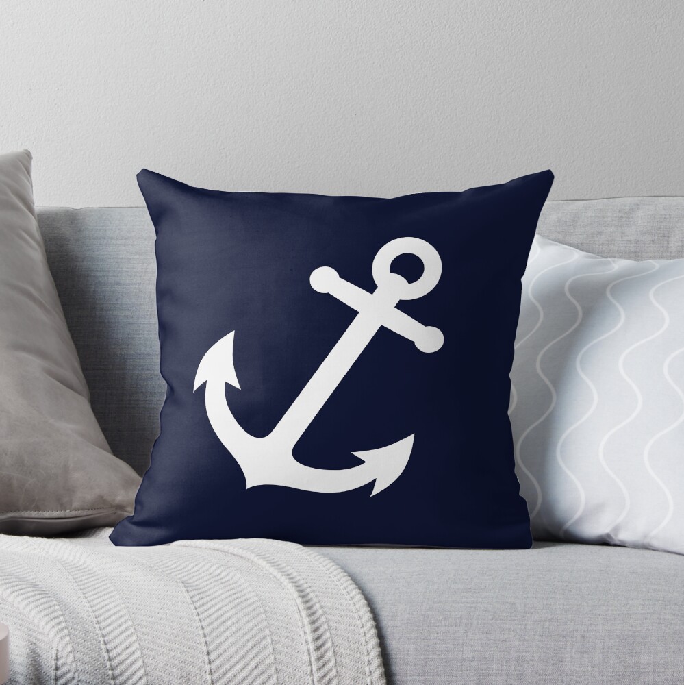 Simple White vector anchor Throw Pillow