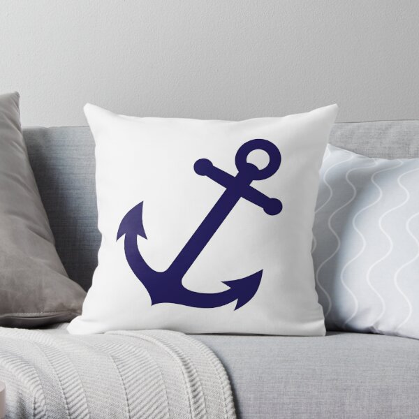 Navy Blue Anchor Throw Pillow