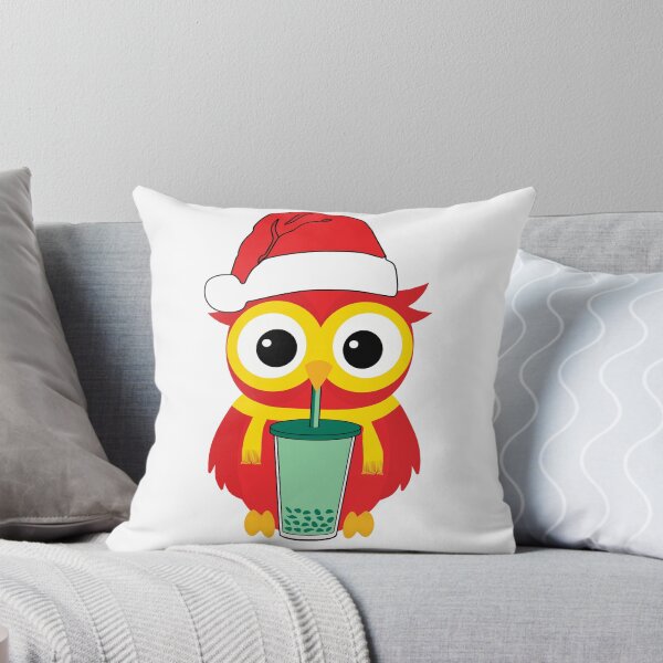 Item preview, Bubble tea drinking cute Red owl designed and sold by UniqueDesignHub.