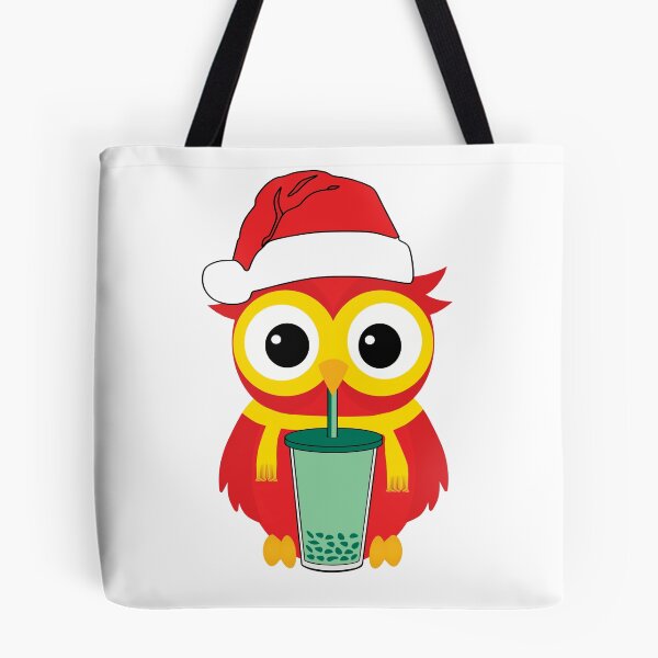 Item preview, Bubble tea drinking cute Red owl designed and sold by UniqueDesignHub.